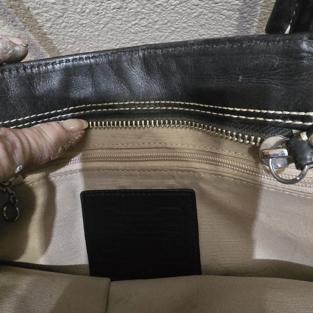 Black Pebble Leather Coach Purse The Hampton Satchel - Picture 6 of 7